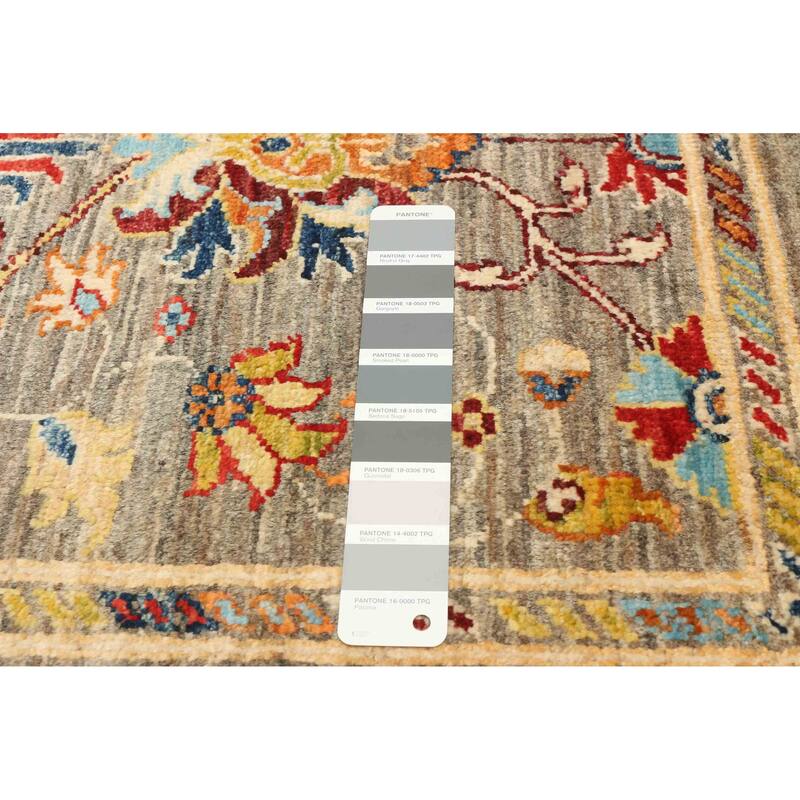 ECARPETGALLERY Hand-knotted Uzbek Ghazni Grey Wool Rug - 2'8 x 4'0