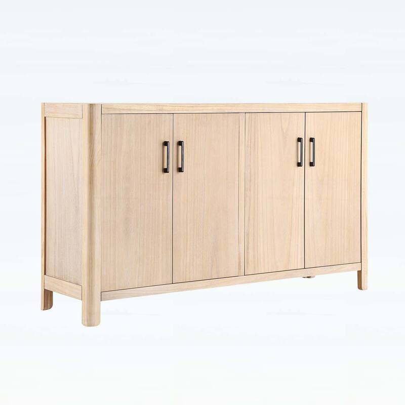 4-Door Cabinet with Smooth Rounded Corners & Refined Metal Handles