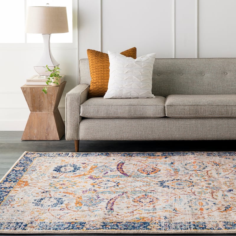 Kinsey Distressed Vintage Area Rug - 5'3" x 7'3" - Navy/Beige