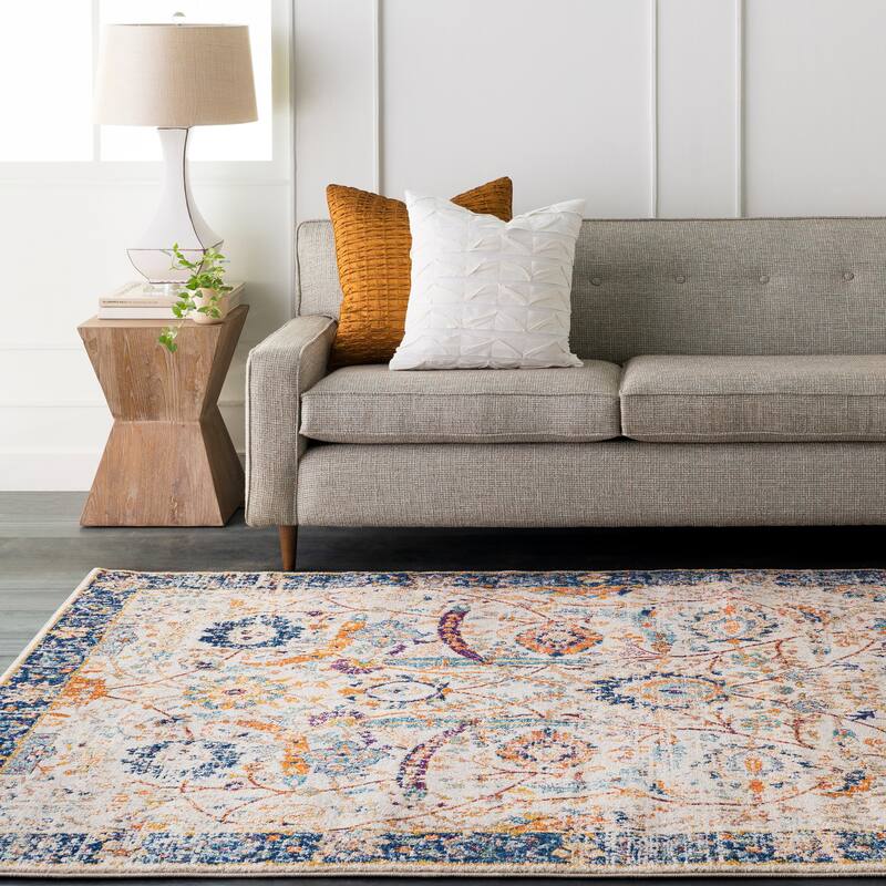 Livabliss Spyglass Vintage Medallion Indoor Area Rug - 8'10" x 12'6" - Navy/Beige