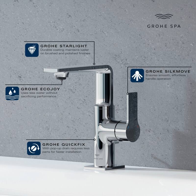 Grohe 23 857 1 Allure New 1.2 GPM Single Hole Bathroom Faucet