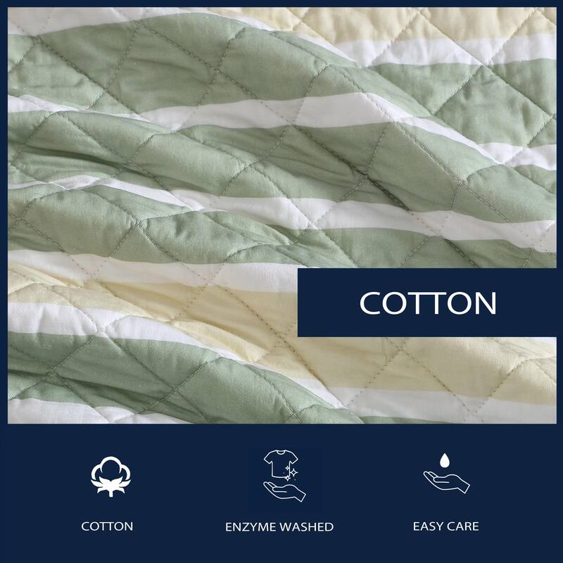 Nautica Varadero Stripe Green Cotton Reversible Quilt Set