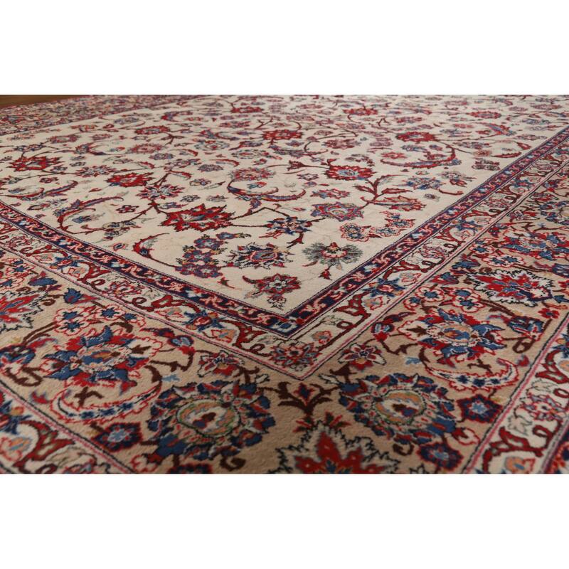 Hand Knotted Oriental 100% Wool Carpet Traditional All-Over Beige & Ivories Najafabad Area Rug - 13' 6'' X 9' 9''