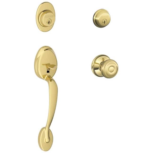 Schlage Plymouth Double Cylinder Handleset with Georgian Interior Knob