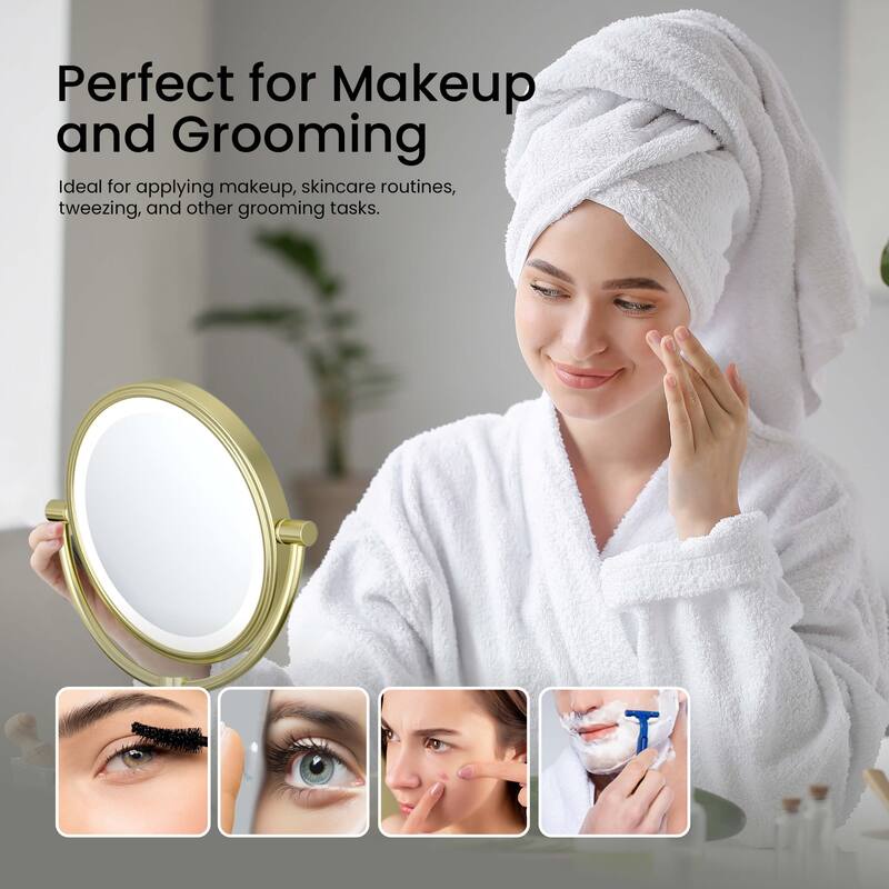 Circular LED Free Standing Magnifying Make Up Mirror