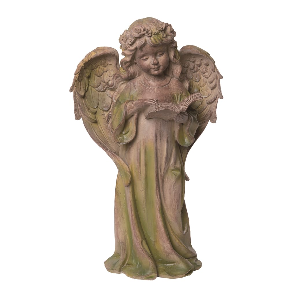 Transpac Resin 13.25" Gray Spring Faux Moss Praying Angel