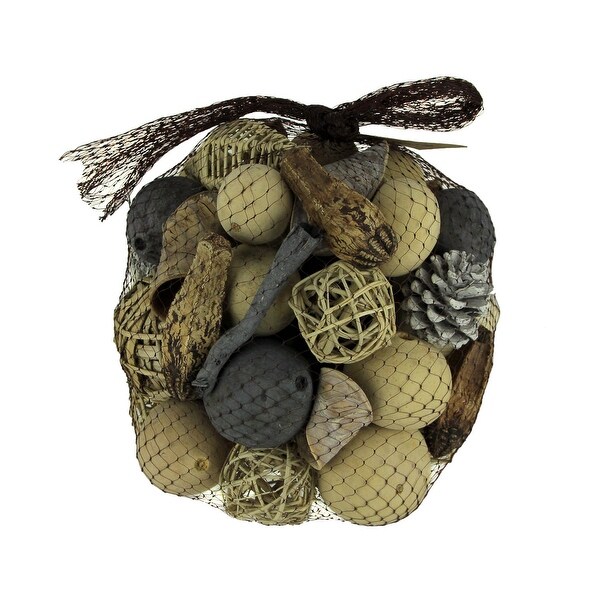 Neutral Beige Decorative Mushroom Mix Assorted Dried Botanicals In a Bag - 8 X 9 X 9 inches