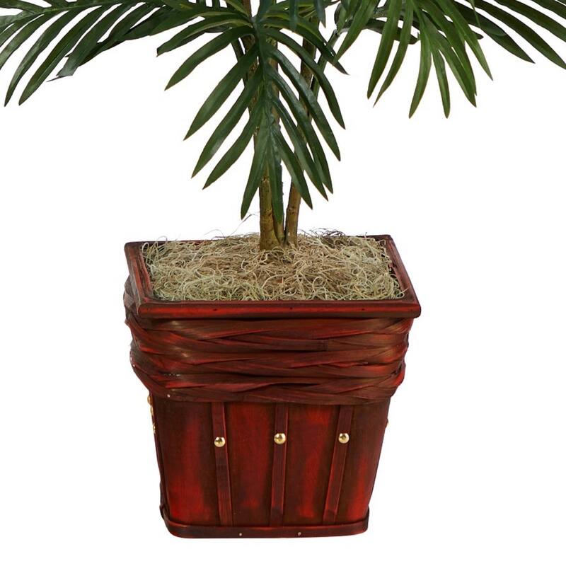 Tall Silk Areca Palm Plant 38" Indoor Decor - Glam Basket Tropical Tree Home Office Living Room - 3.17ft.