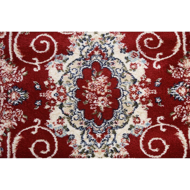 Red Floral Medallion Transitional Turkish Rug Oriental Carpet