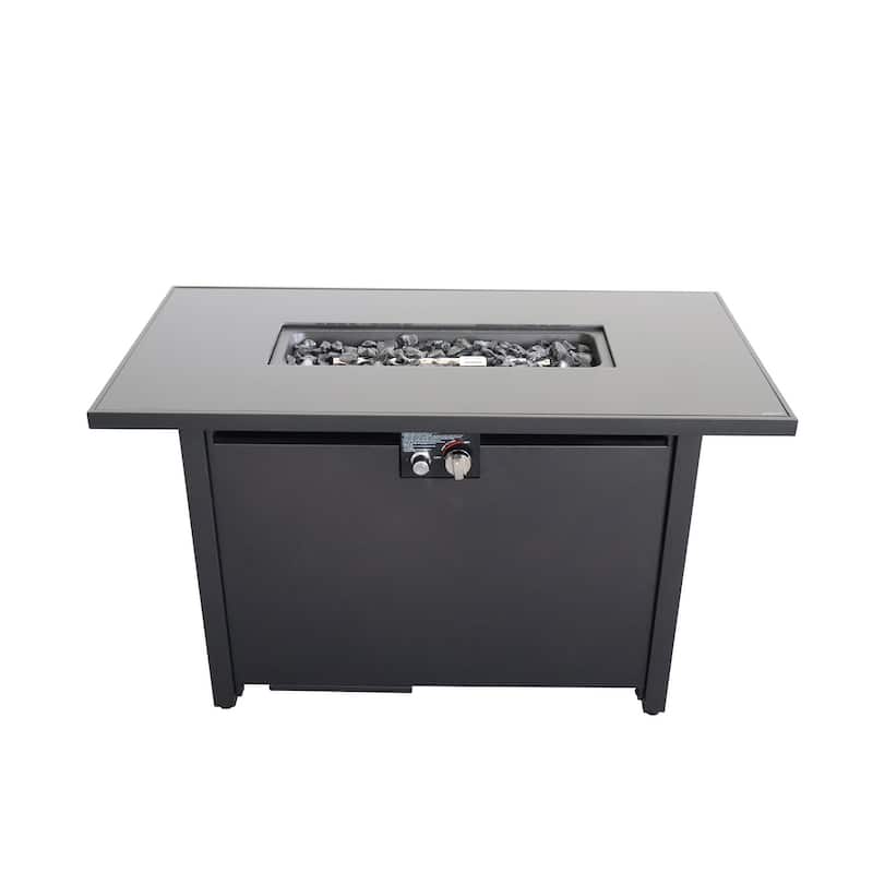LSI 42 White Smoked Glass Metal Rectangle Fire Pit