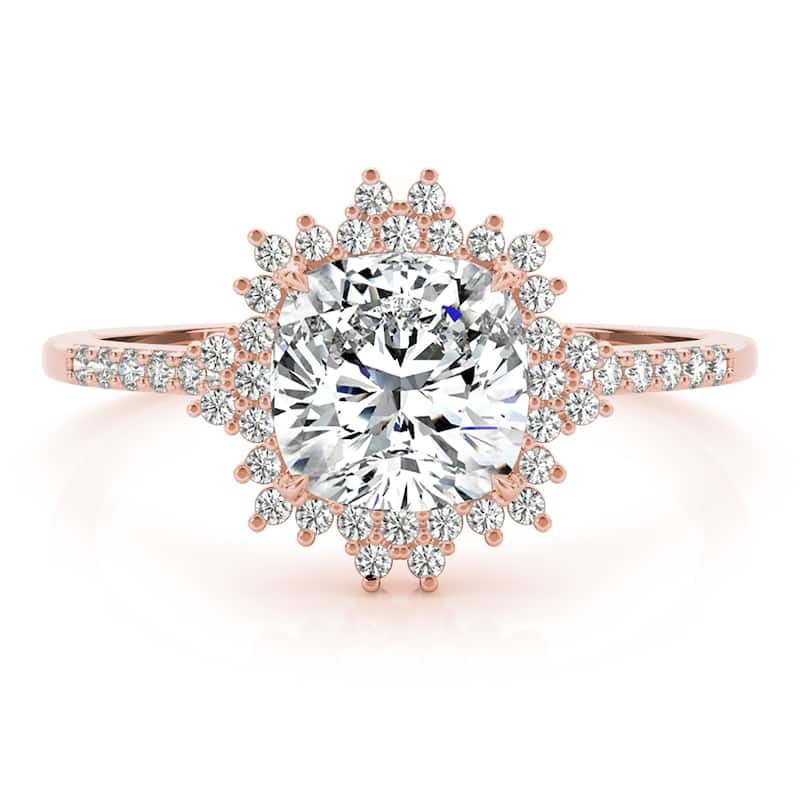 Auriya 14k Rose Gold Lab Grown Round Diamond Halo Engagement Ring 0.50 to 5.00 ct. tw. (F-G VS)