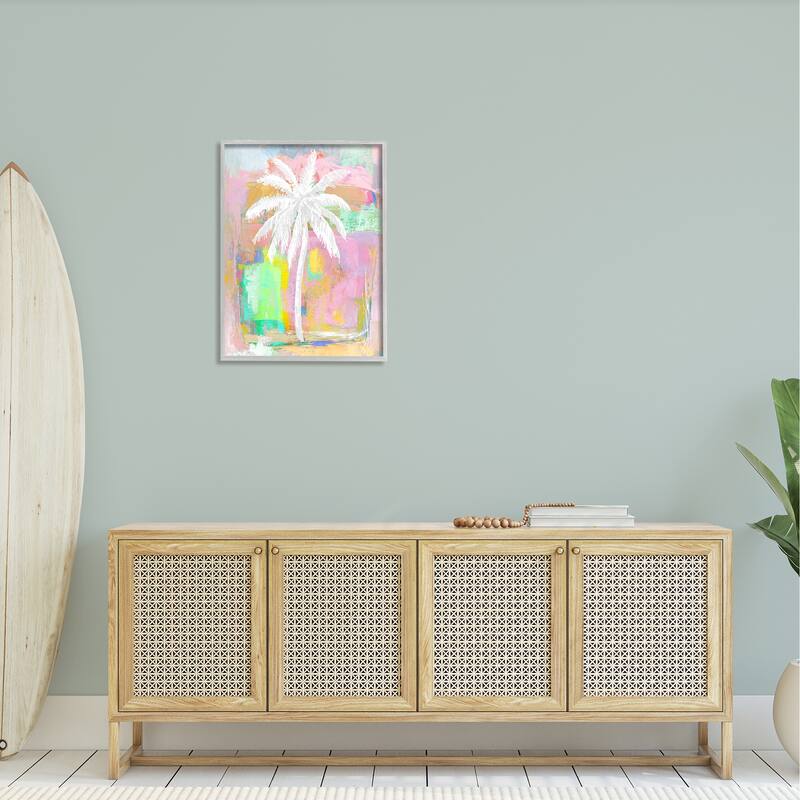 Stupell Pastel Palm Tree Tropical Layered Brush Strokes Framed Wall Art, Design by Kristen Dew