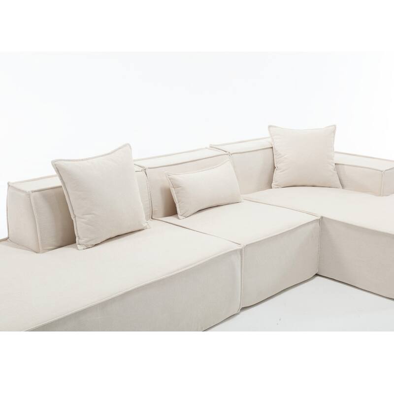 129.5" L-Shaped 4-Seater Sofa Set with Chaise