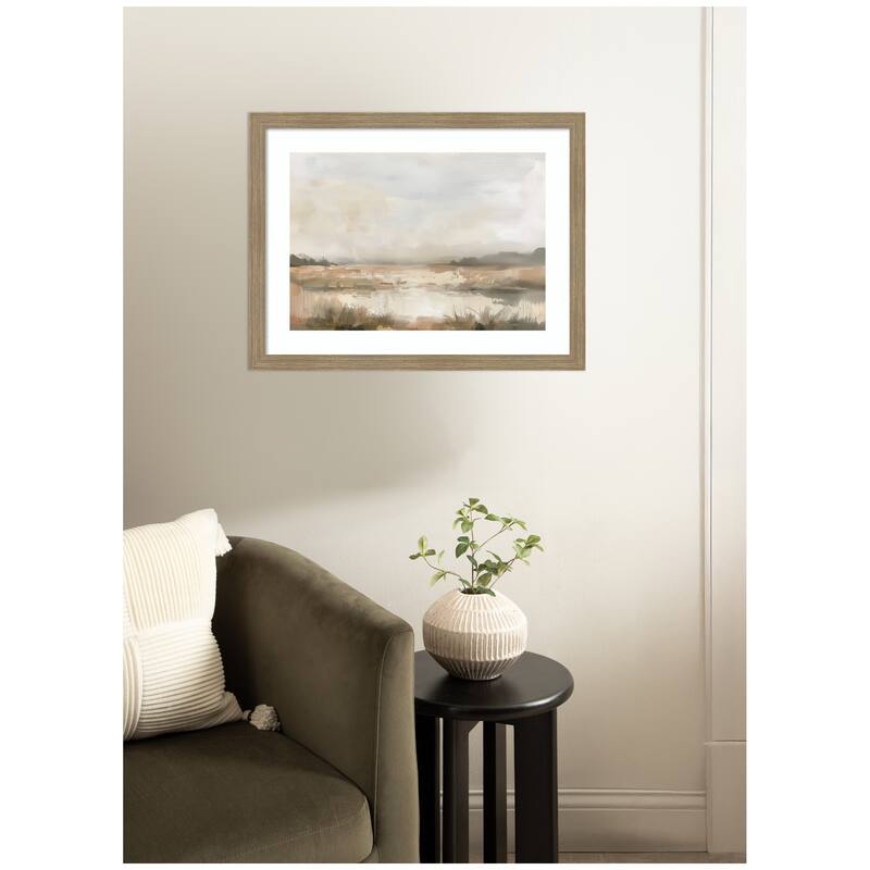 Kate and Laurel Neutral Abstract Landscape by The Creative Bunch Studio Framed Wall Art Print