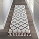 preview thumbnail 23 of 25, Nourison Moroccan Shag Geometric Area Rug 2'2" x 8'1" Runner - White - Runner/Rectangle