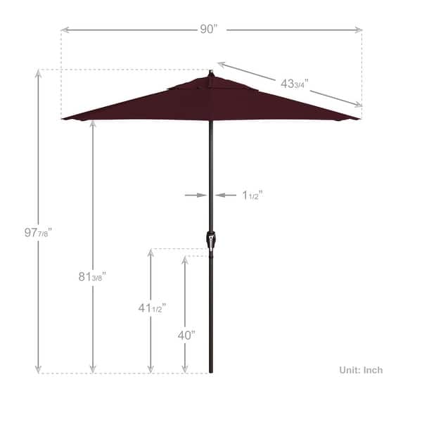 dimension image slide 3 of 20, North Bend7.5 Foot Crank Lift Auto Tilt Patio Umbrella Outdoor Rated Acrylic Fabric by Havenside Home