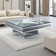 preview thumbnail 1 of 5, 31.5" Modern Mirrored Coffee Table with Square Glass Tabletop and Sturdy Base for Living Room - 1-Piece Silver