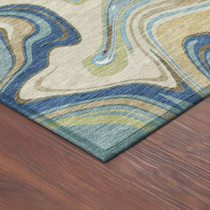 Machine Washable Indoor/ Outdoor Contemproary Fusion Chantille Rug