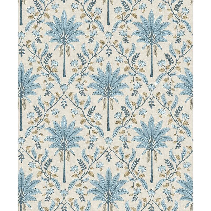 Ariara Palm Trellis Non-Pasted Wallpaper - Covers 56 Square Feet - Blue