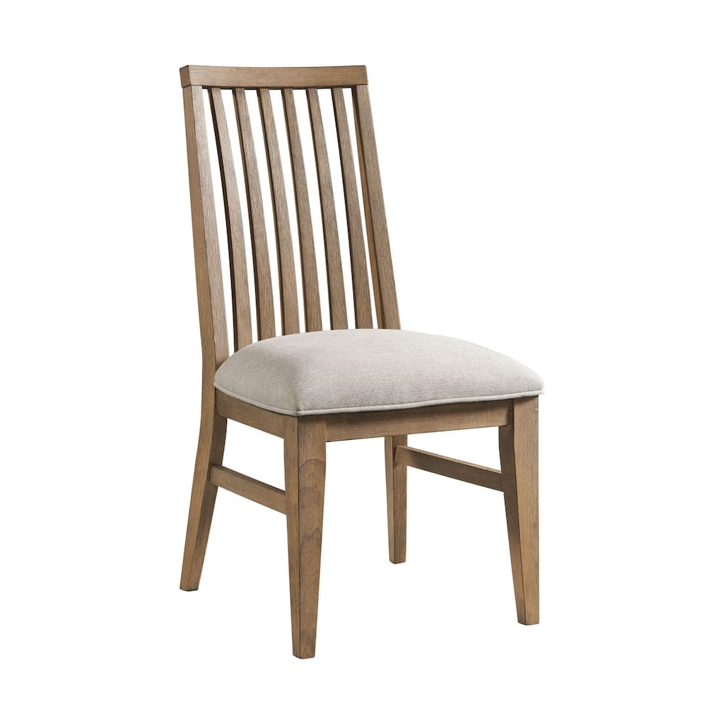 Landmark Side Chair with Slat Back, Webbed Seat with 4 Legs, Weathered Oak, Set of 2