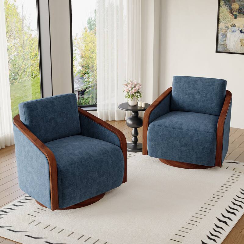 Modern Upholstered Swivel Accent Chair Set of 2