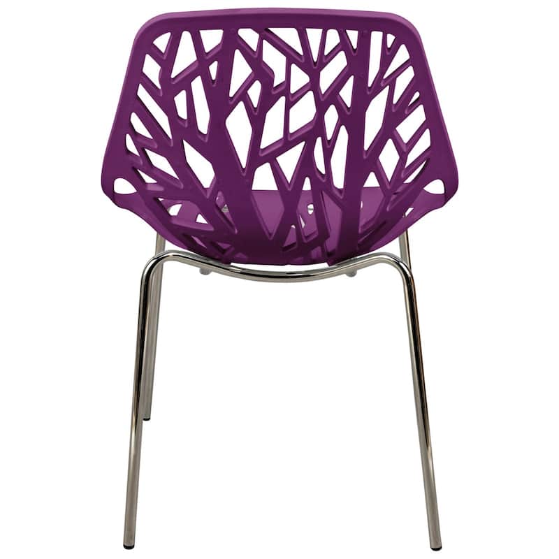 Asbury Stackable Dining Chair with Chrome Legs (Set of 2) Modern Cut-Out Design Backrest Side Chair