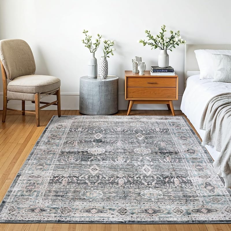 Delara Machine Washable Area Rug, Soft & Durable, Non-Slip Backing, Eco- Friendly GRS certified.