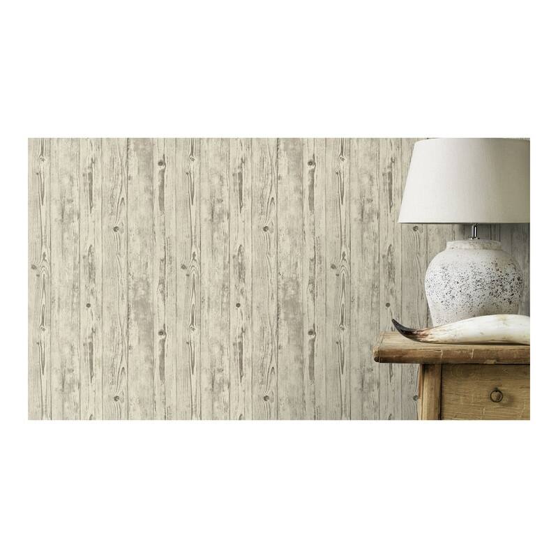 Advantage Albright Ivory Weathered Oak Panels Wallpaper - 21 x 396 x 0.025