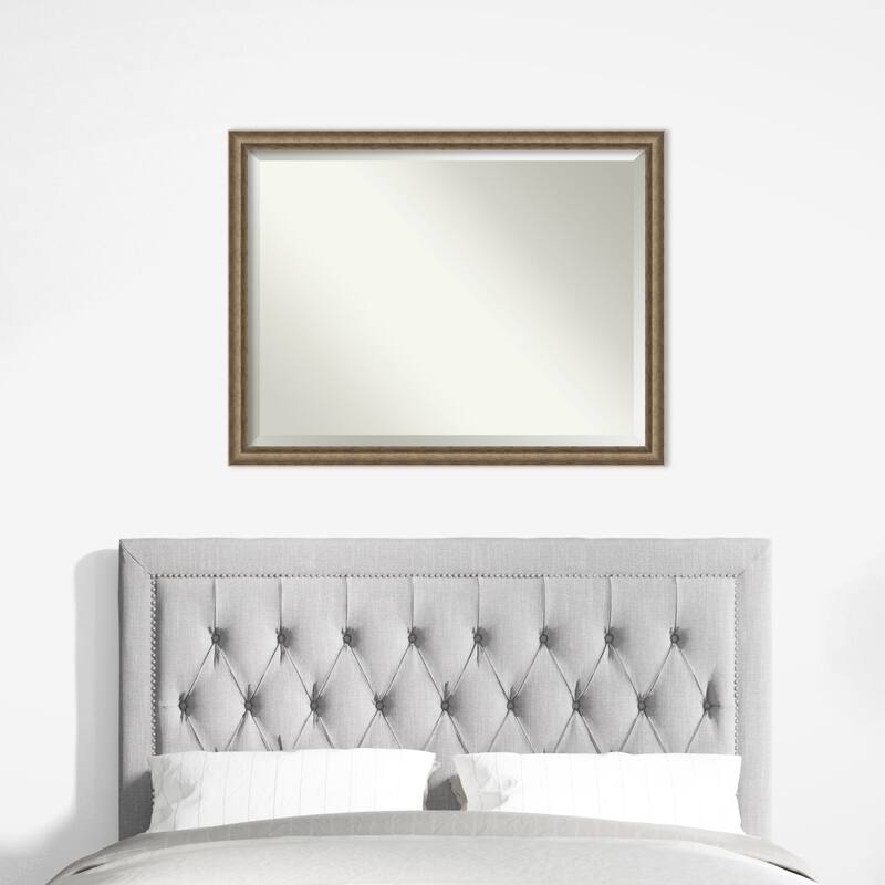 Angled Beveled Wood Framed Wall Mirror