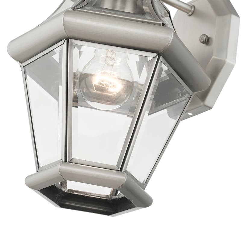 Livex Lighting 1-light Brushed Nickel Outdoor Wall Lantern, 2161-91 - 8.5" W x 14" H x 8" Ext.