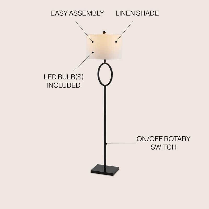 Oliver Metal LED Floor Lamp, by JONATHAN Y - 61" H x 15" W x 15" D