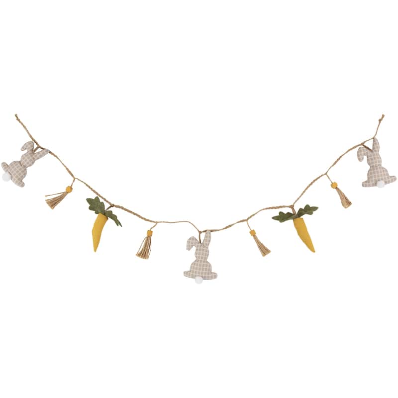 Plush Rabbit and Carrot Twine Easter Garland -3.5'