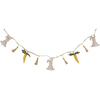 Fabric Rabbits and Carrots Easter Garland -3.5'
