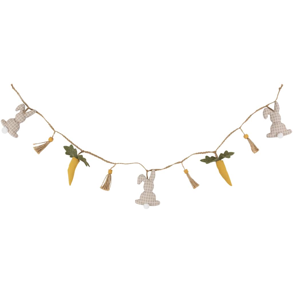 Fabric Rabbits and Carrots Easter Garland -3.5'