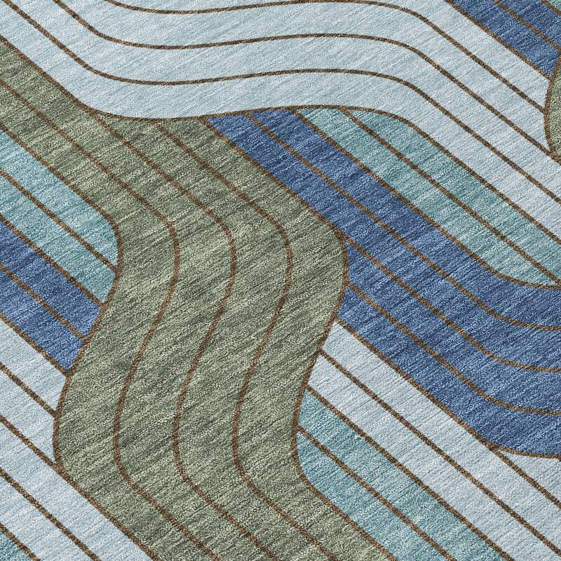 Machine Washable Indoor/ Outdoor Modern Pathway Chantille Rug