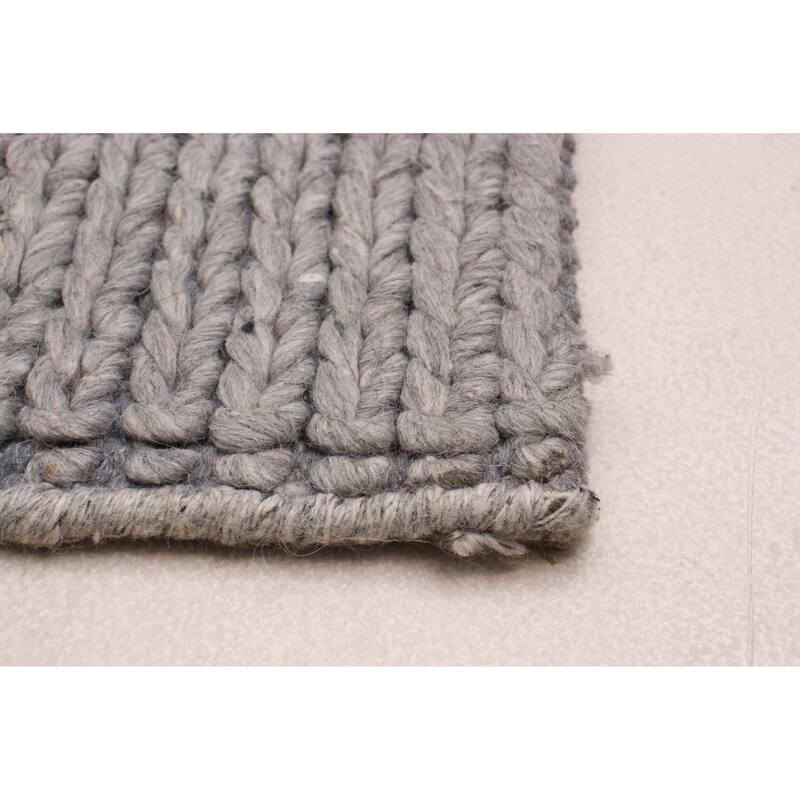 ECARPETGALLERY Braid weave Sienna Grey Wool Rug - 2'4 x 21'10