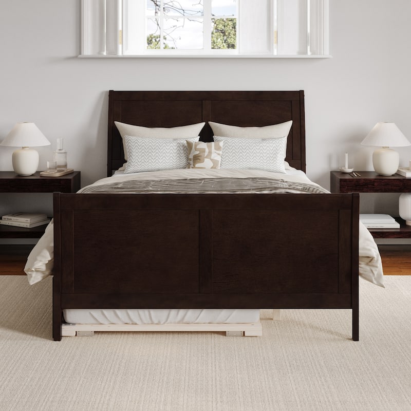 Portland Full Bed with Footboard and Twin Trundle in Espresso