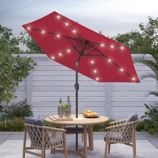 7 ft patio table umbrella 7.5Ft Umbrella, Outdoor With Push Button Tilt And Crank, Uv Protection Waterproof Market Sun Umbrella With 6 Sturdy Ribs For The powder GuestSupply US | Grosfillex Wooden