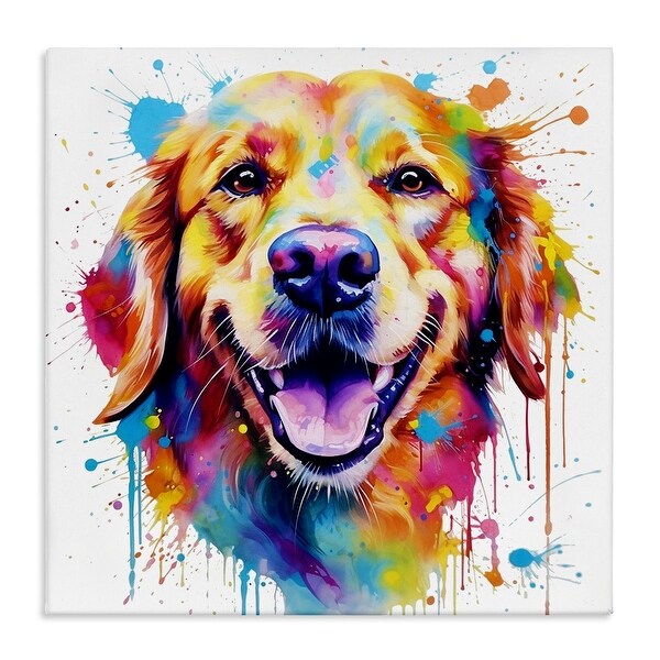 Stupell Happy Dog Paint Drip Canvas Wall Art Design by Marybeth