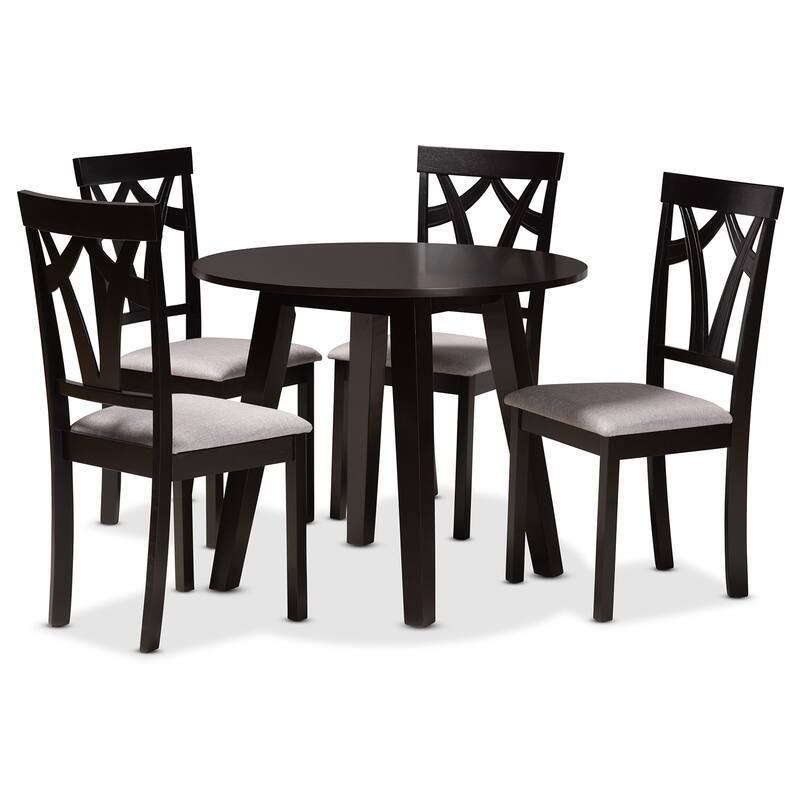 Derya Modern Transitional 5-Piece Wood Dining Set-Grey/Dark Brown - Grey, Dark Brown