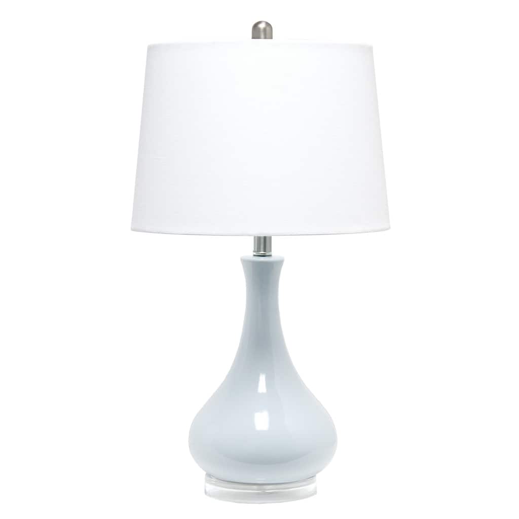 26.25 in. Light Blue Finish Table Lamp with White Shade, Sturdy Table Lamp for Living Rooms and Bedrooms