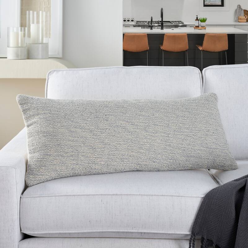 Mina Victory Life Styles Woven Cotton Modern Solid Throw Pillow , ( 12" x 30" )