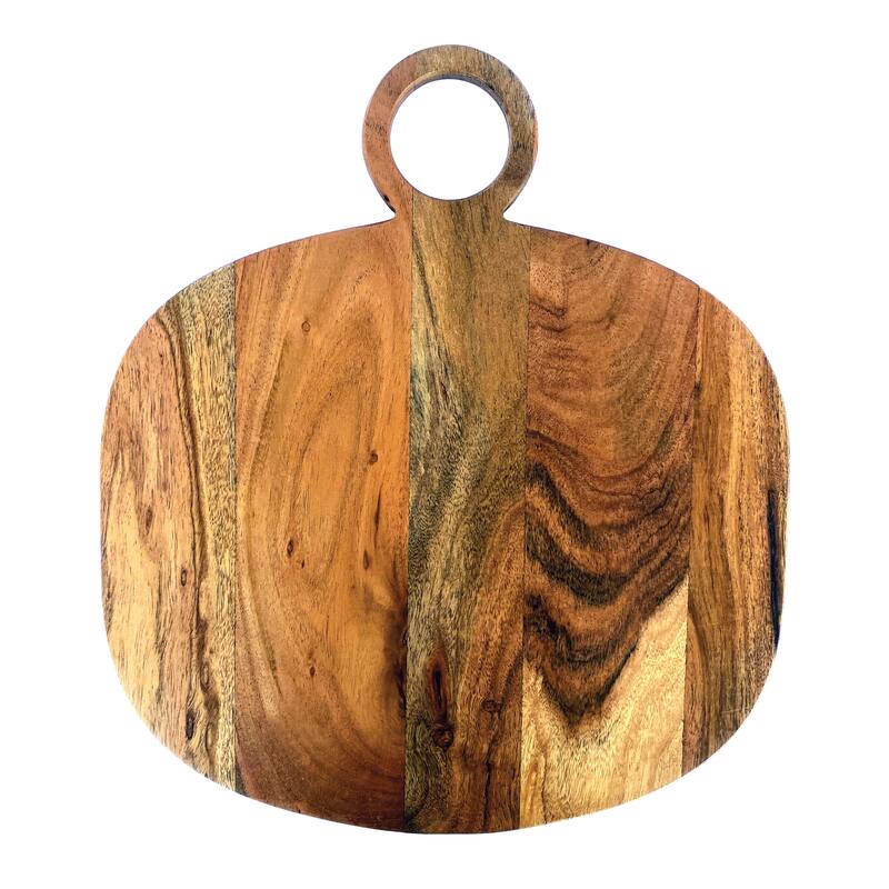 Acacia Wood Cheese and Cutting Board with Handle - 15.8"L x 13.8"W x 0.6"H - Natural - 15.8"L x 13.8"W x 0.6"H