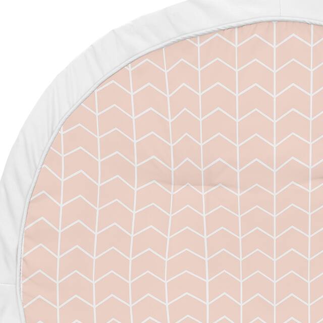 Pink Chevron Arrow Collection Girl Baby Tummy Time Playmat - Blush and White for the Watercolor Elephant Safari Collection