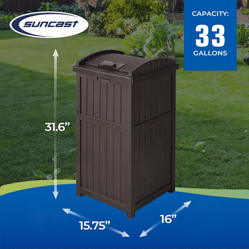 Suncast 30 Gallon Hideaway Trash Waste Bins for Outdoor, Cyberspace (2 Pack)