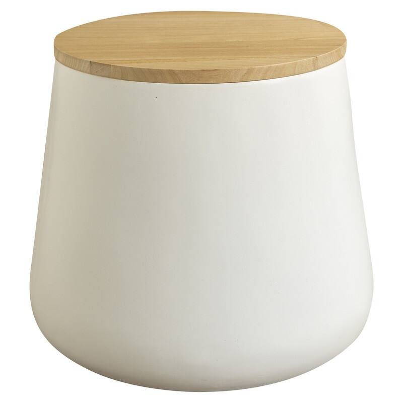 Orunel Modern Fiberstone Side Table with MDF Top and Painted Finish for Living Rooms, Patios, Balconies - White