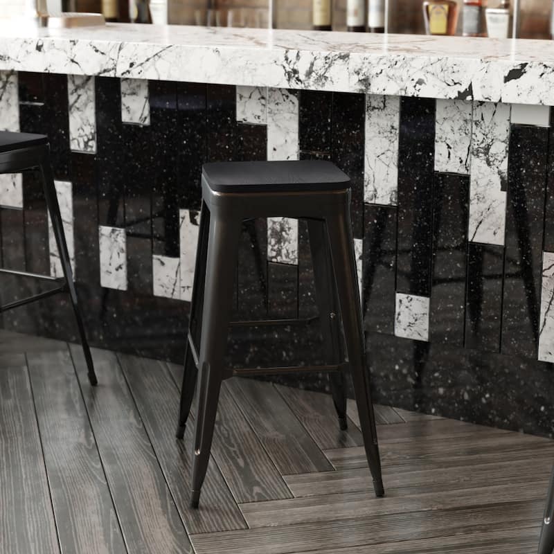 All-Weather Polyresin Seat for Colorful Metal Stools and Chairs-4 Pack