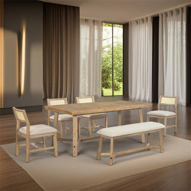 6-piece Retro Farmhouse Style Dining Set