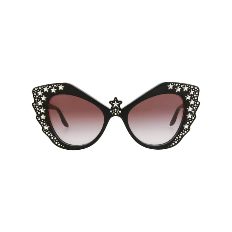 Gucci Cat Eye-Frame Acetate Sunglasses - Black Black Red - Black - Red Lens