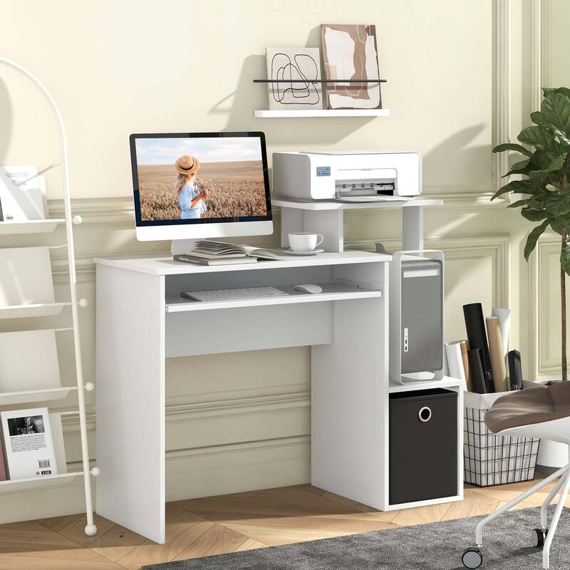 Costway Home Office Computer Desk Space-saving Study Writing Desk with - See Details